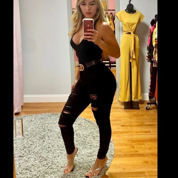 Denim - DISTRESSED BLACK JEANS